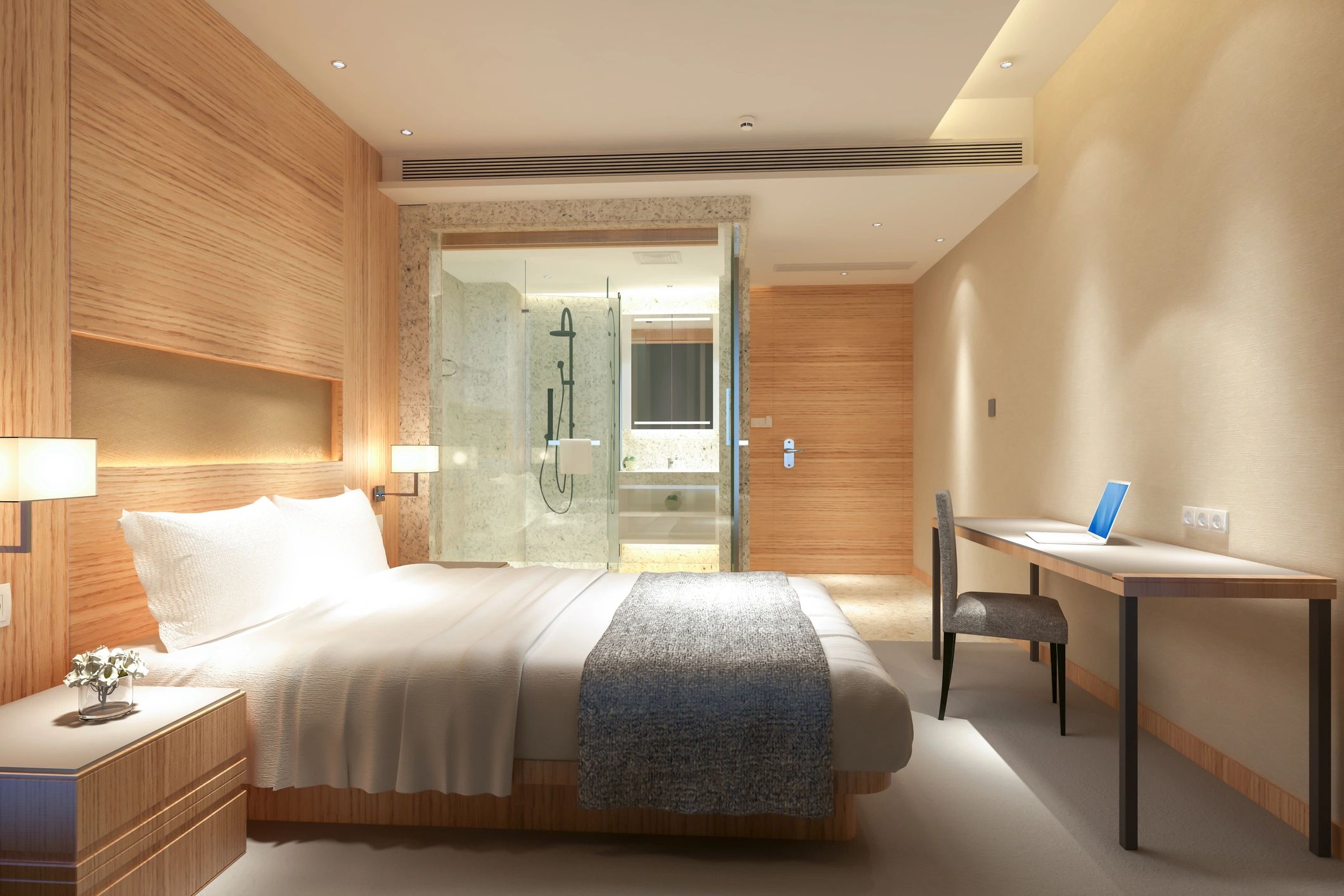 inviting hotel room with natural light