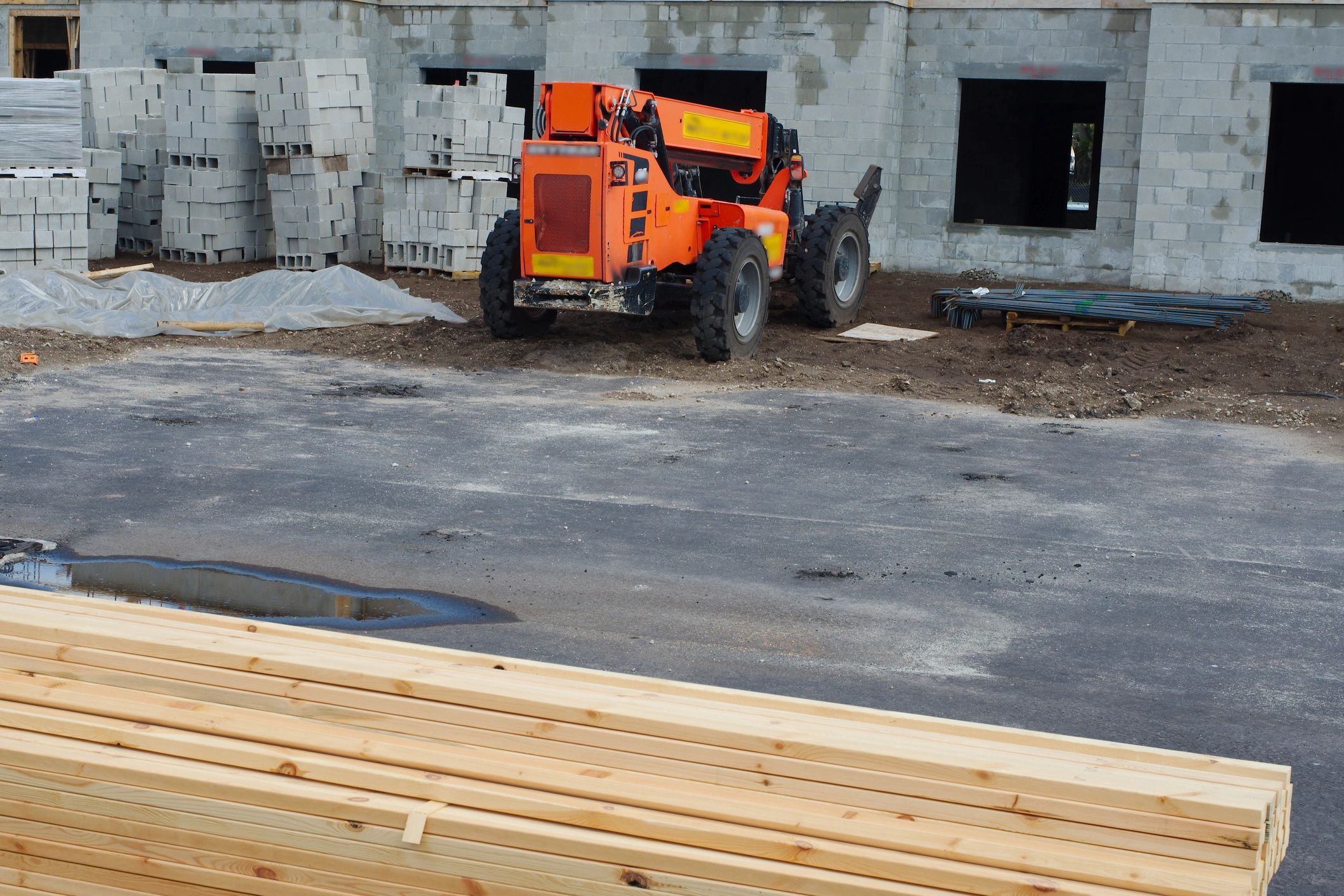 Construction materials at a job site